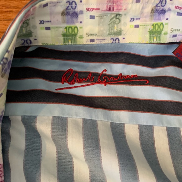 Robert Graham button down shirt blue striped - Picture 2 of 4